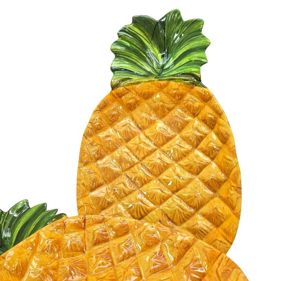 Pineapple Shaped Serving Plates Set Of 2 For Luau Hawaiian Theme Party dh930 - Picture 4 of 7